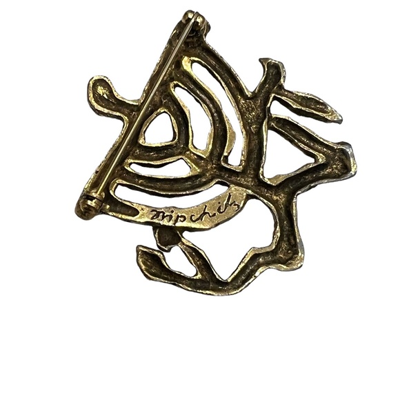 JACQUES LIPCHITZ CUBIST MODERNIST MENORAH JUDAICA BROOCH circa 1970 - Picture 11 of 11